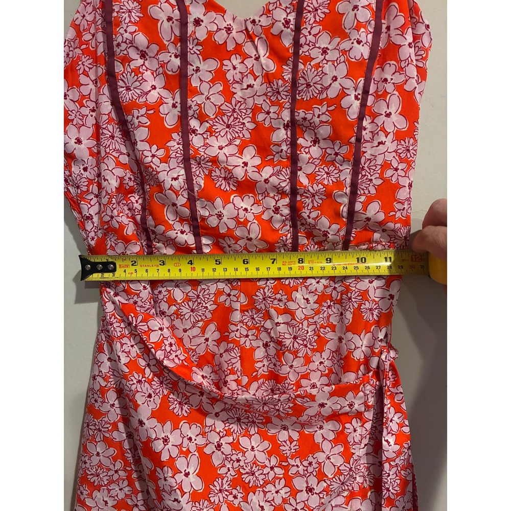 Band of the Free Orange Pink‎ Floral Corset Romper XS Smocked Back Wrap Front - Picture 3 of 6